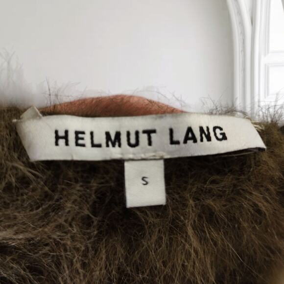 Helmut Lang Angora Wool Knit Sweater Olive Khaki Fuzzy Minimalist Size S - Picture 9 of 10